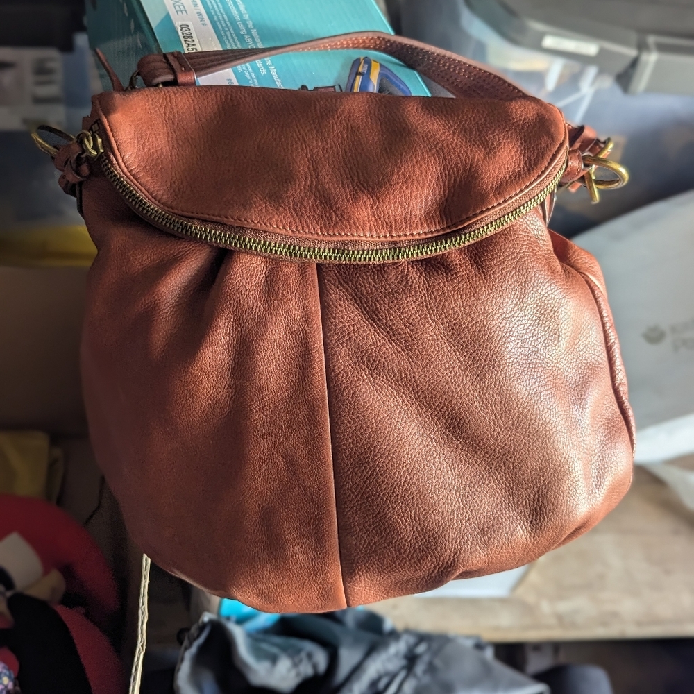 Margot Brown Leather Purse. Hobo, Boho. Fold Over. Shoulder Bag Purse - Picture 15 of 15